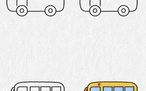 公交站设「夸夸镜」（夸张的公交车简笔画）