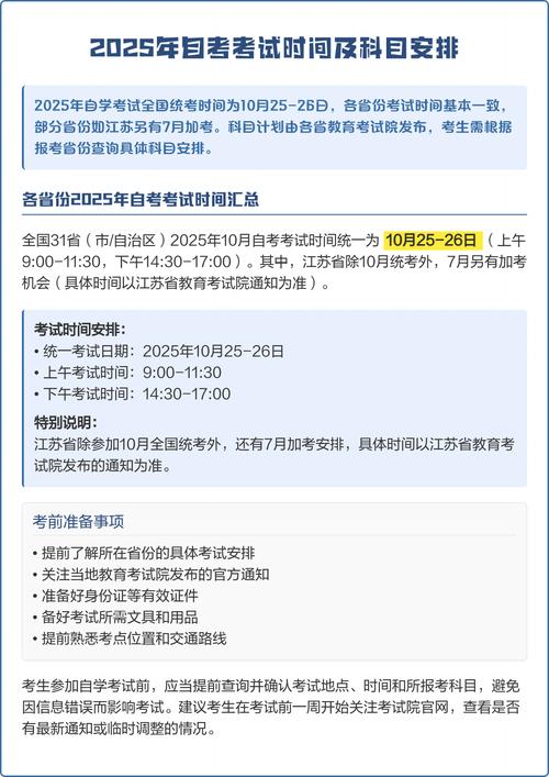 2025自考科目时间表（2025自考科目时间表贵州）